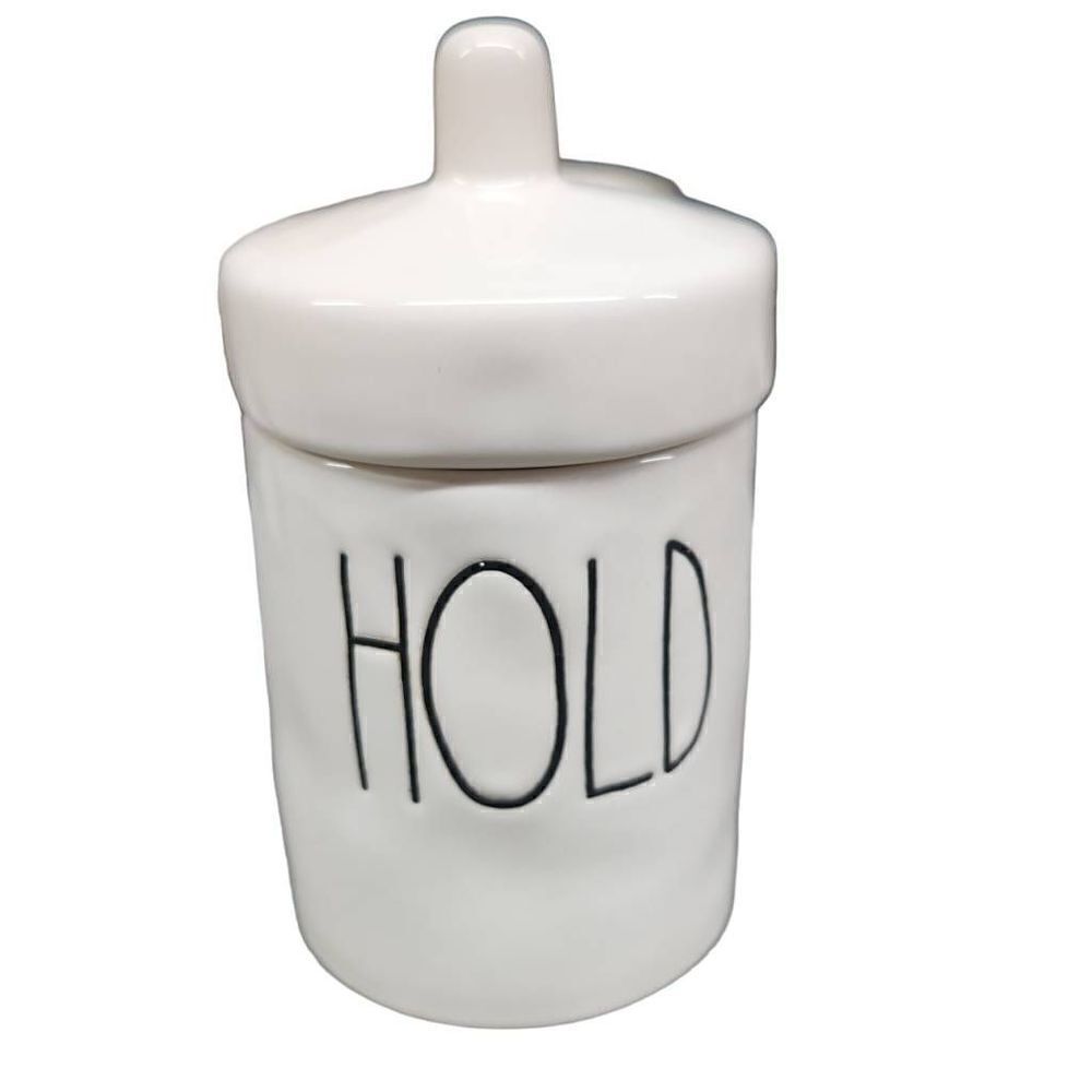 Rae Dunn Artisan Collection White Black Hold Lidded Jar